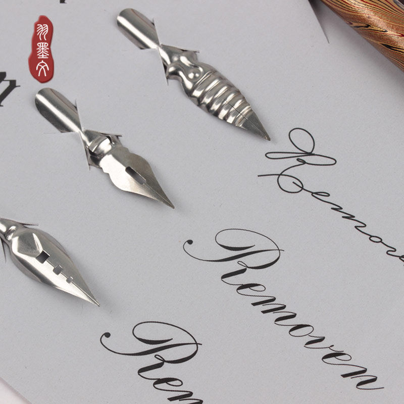 蘸水笔套装羽墨文直杆哥特体平尖花体圆体es点尖新手英文书法练习_虎窝淘