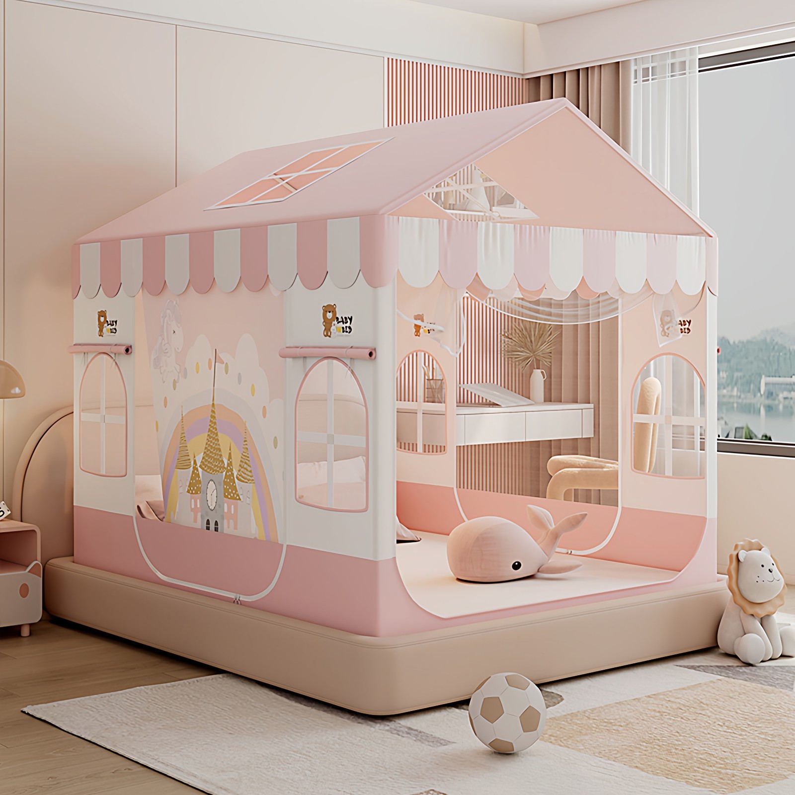 2025新款蚊帐家用卧室高级防摔儿童床上帐篷女孩公主风遮光床幔,淘宝优惠券,粉丝福利购,淘宝优惠卷