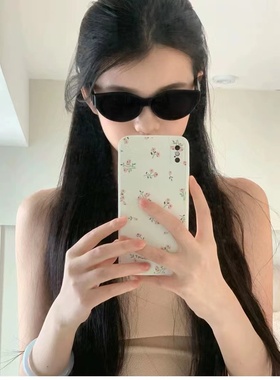 爬山旅游墨镜女复古辣妹猫眼小框显瘦眼镜偏光防紫外线太阳镜男