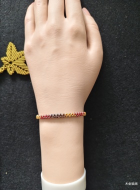 纯手工编织桃花朵朵蜡线手绳手链渐变色手链