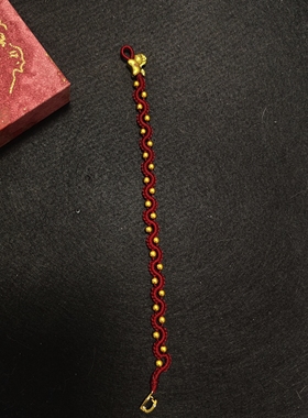 纯手工编织新年红绳保色沙金小金马沙金珠红绳简约本命年红绳手链