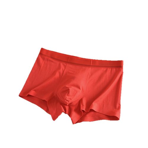 CP男士大红内裤莫代尔无痕透气结婚本命年男款四角裤大红平角内裤 - 图3