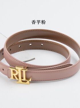 皮带女款新款字母真皮平滑扣腰带
