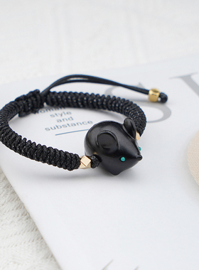 隐山手作老鼠檀木手链生肖转运