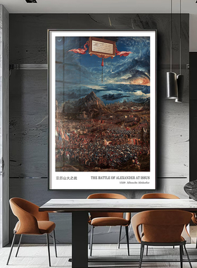 伊苏斯亚历山大之战挂画欧式宏大战争装饰画阿尔特多费尔油画艺术