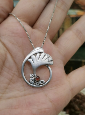 Vintage中古欧洲回流925银盒子链项链（带坠，套出）