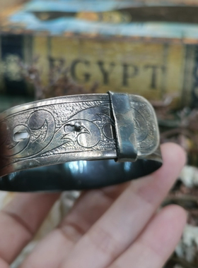 Vintage中古欧洲回流silver老银皮带扣款手镯