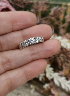 Vintage中古欧洲回流925银锆石戒指11号