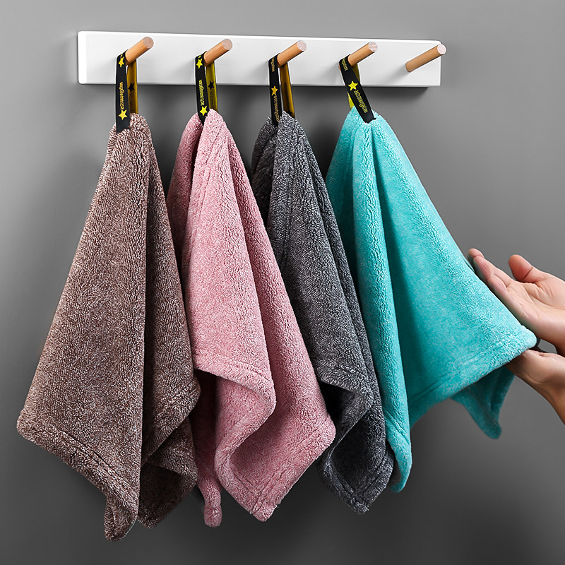 厨房抹手布擦手巾挂式超强吸水加厚珊瑚绒插手擦手抹布毛巾擦手帕,淘宝优惠券,粉丝福利购,淘宝优惠卷