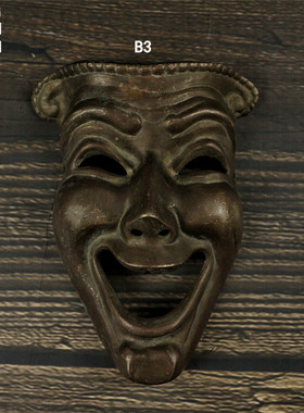 小丑面具旧物ins欧式风纯黄铜