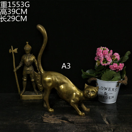 vintage复古西洋纯黄铜摆件工艺品客厅古董道具欧式装饰拍摄软装