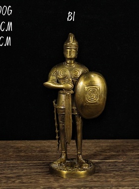 vintage欧式复古董纯黄铜法式高端人物摆件软装金属法国圆桌武士