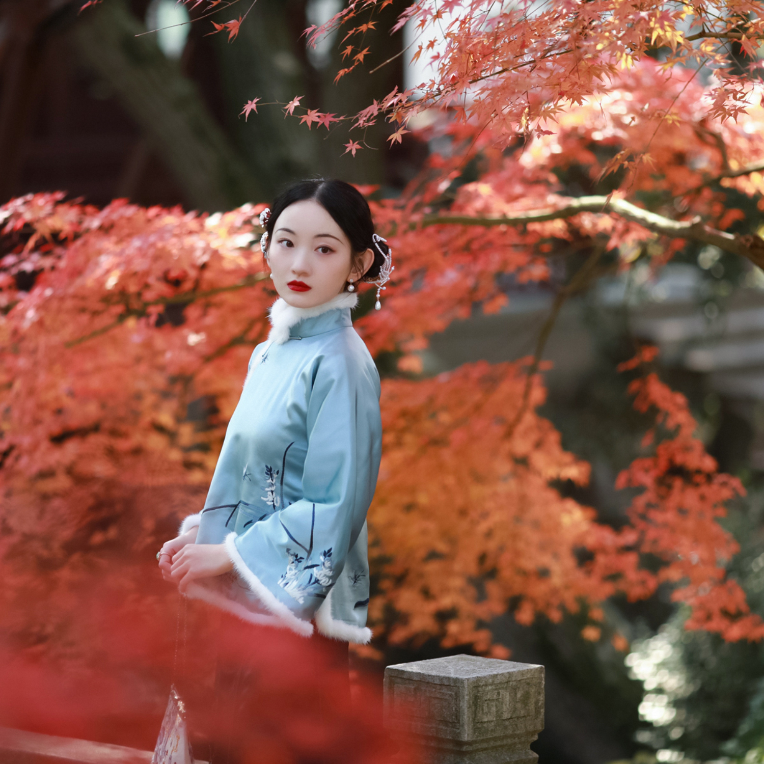 幽兰映雪丨一城风絮丨秋冬民国风日常保暖毛领中式上衣年轻夹棉袄