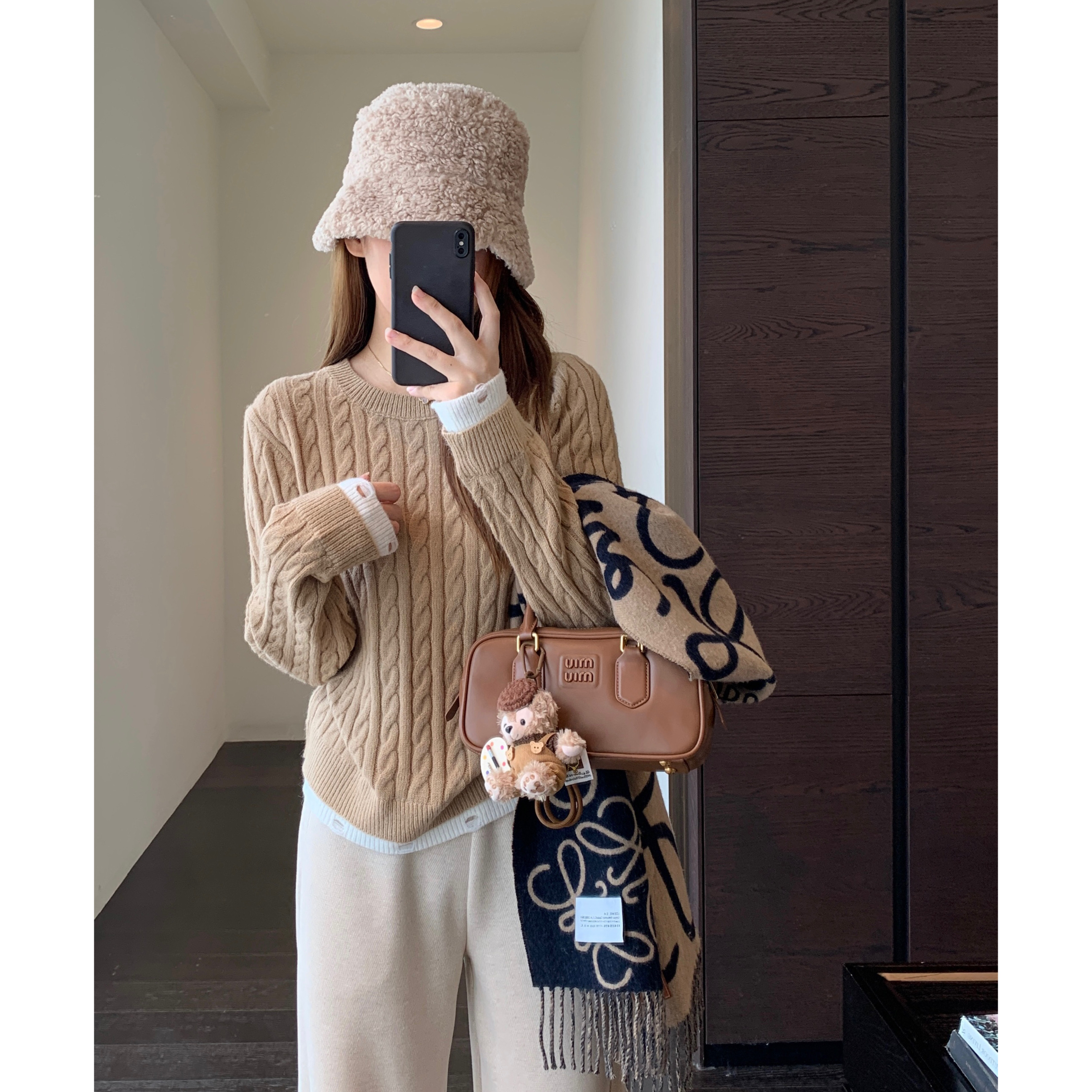 AMR UU◆设计感小众 时髦拼接假两件绞花毛衣女针织衫秋冬2025新,淘宝优惠券,粉丝福利购,淘宝优惠卷