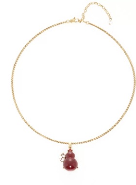法式复古红色葫芦项链女轻奢小众设计感锁骨链2026新款爆款颈链