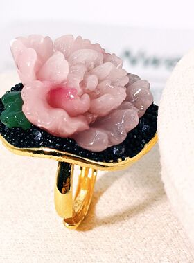 清新甜美花朵开口戒指女海边度假风气质食指戒小众高级感手饰