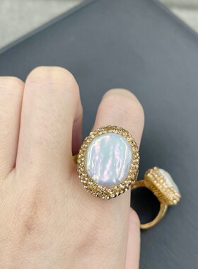 新款天然巴洛克戒指女轻奢小众设计感高级食指戒时尚百搭指环