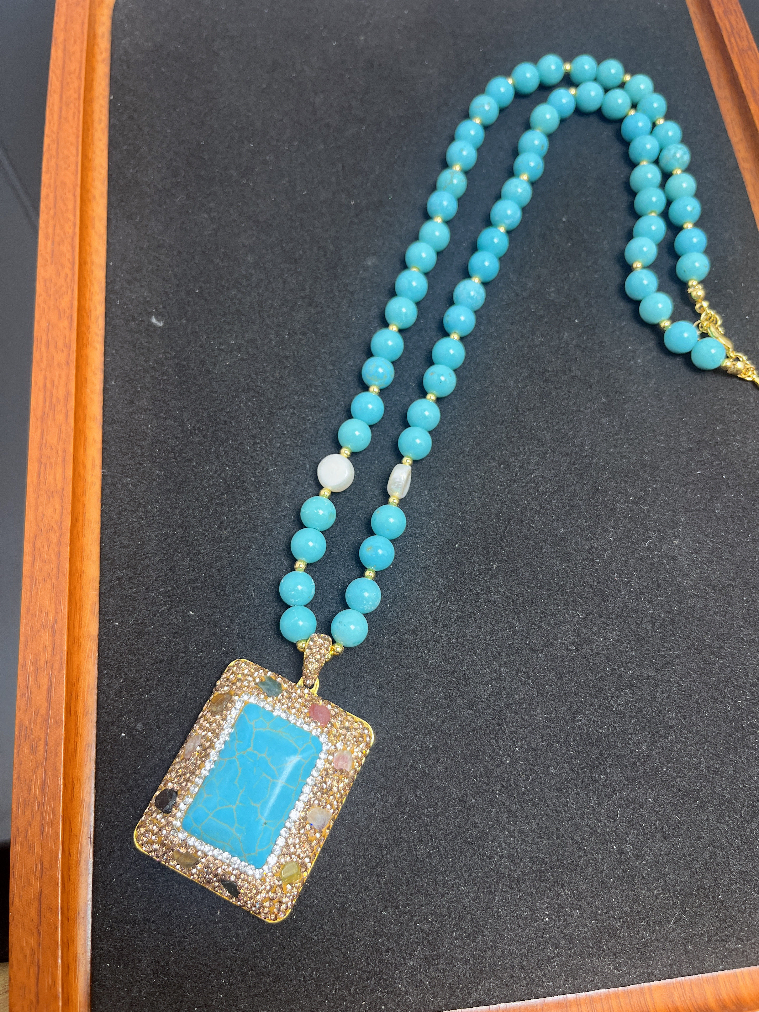 新款复古宫廷风松石项链女小众设计感高级轻奢毛衣链手镯耳饰戒指,淘宝优惠券,粉丝福利购,淘宝优惠卷