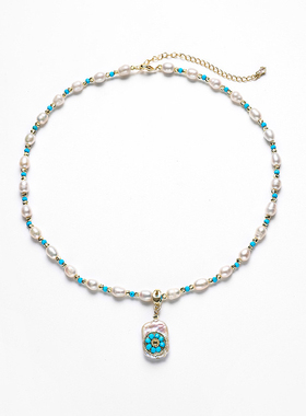 法式天然耳环女轻奢精致蓝松石花朵耳饰气质高级感耳钩