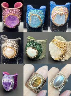 新款巴洛克真皮开口戒指轻奢小众设计感高级感女跨境热卖饰品