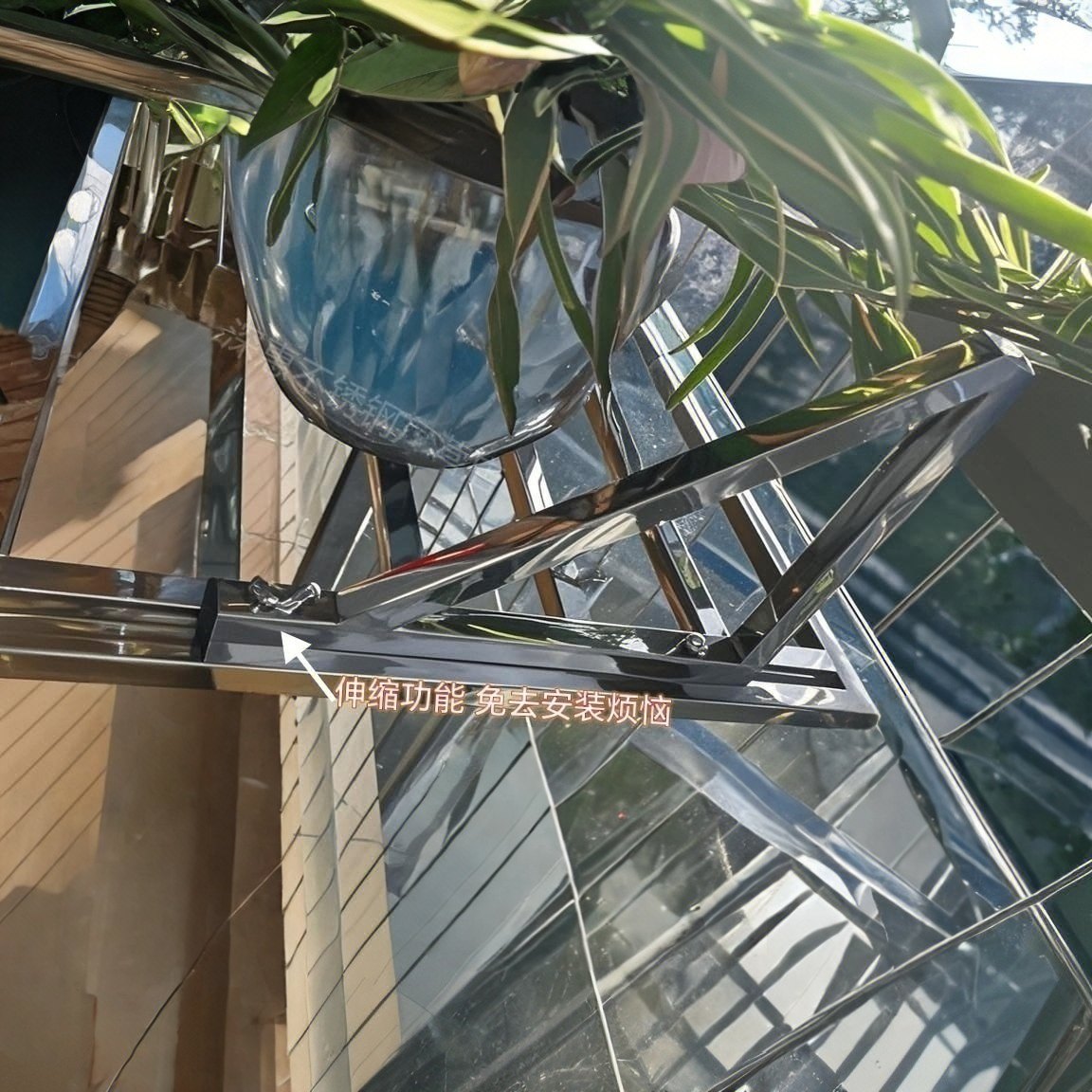 不锈钢阳台架子伸缩晾衣架晒鞋架防盗窗护栏挂式置物架多功能花架,淘宝优惠券,粉丝福利购,淘宝优惠卷