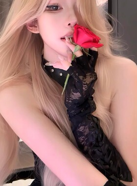 银十字架吊坠项链哥特友朋y2k亚文化锁骨链百搭配饰蕾丝手套发箍