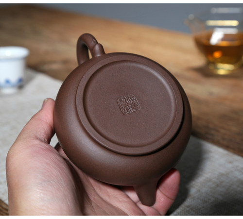 宜兴紫砂壶功夫茶具茶壶吴海良纯手工260CC原矿黑墩头老紫泥潘壶 - 图2