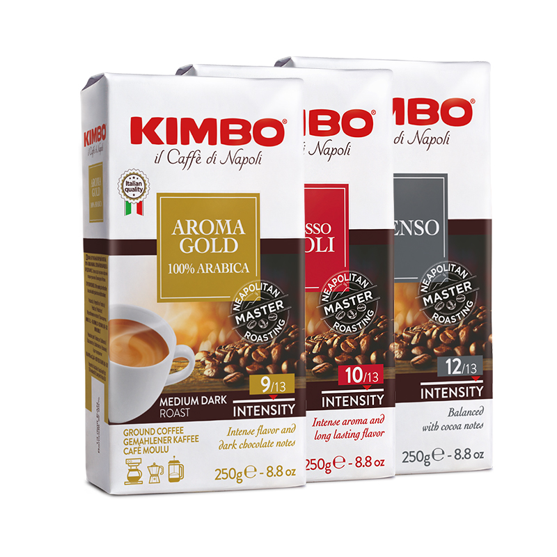 KIMBO 意大利原装咖啡粉 进口意式浓缩咖啡豆现磨黑咖啡粉三包装