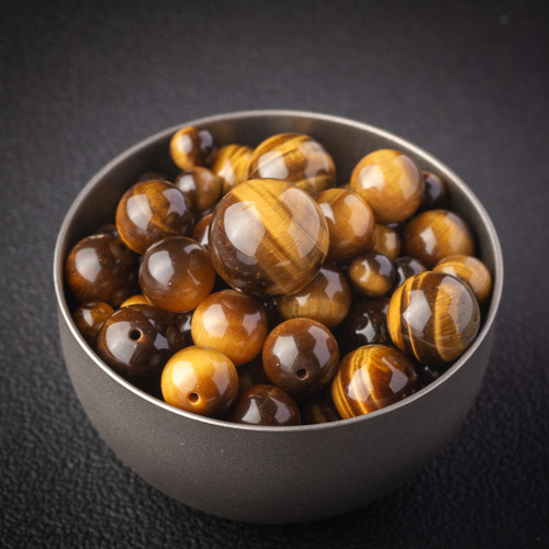 黄虎眼石散珠虎睛石diy饰品配件珠子水晶珠手工编织材料手串配珠 - 图0