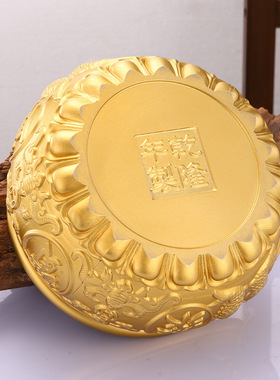 黄铜聚宝盆水晶元宝八福财富香炉缸聚财家居财富缸办公室摆件饰品