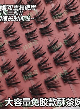 羽丽合免胶小信子蛇系假睫毛浓密眼睫毛分段漫画芭比单簇新手仿真