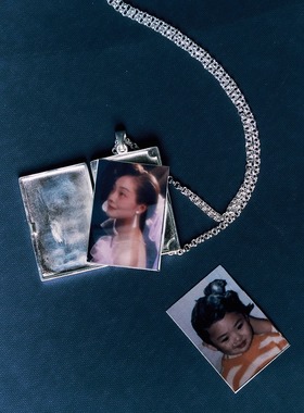 LOVESPOT藏宝盒电镀磨砂银项链