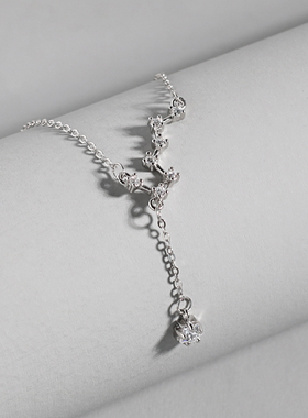 S925项链女纯银夏款北斗星锁骨链吊坠简约轻奢小众高级设计感礼物