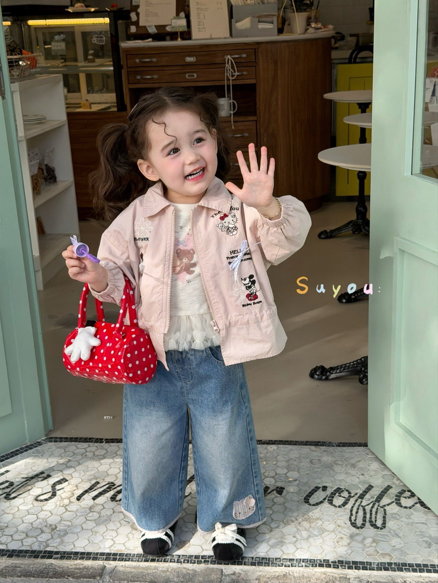 凡妈童装26春新款女童小童韩版米奇刺绣棉质外套打底衫直筒牛仔裤,淘宝优惠券,粉丝福利购,淘宝优惠卷