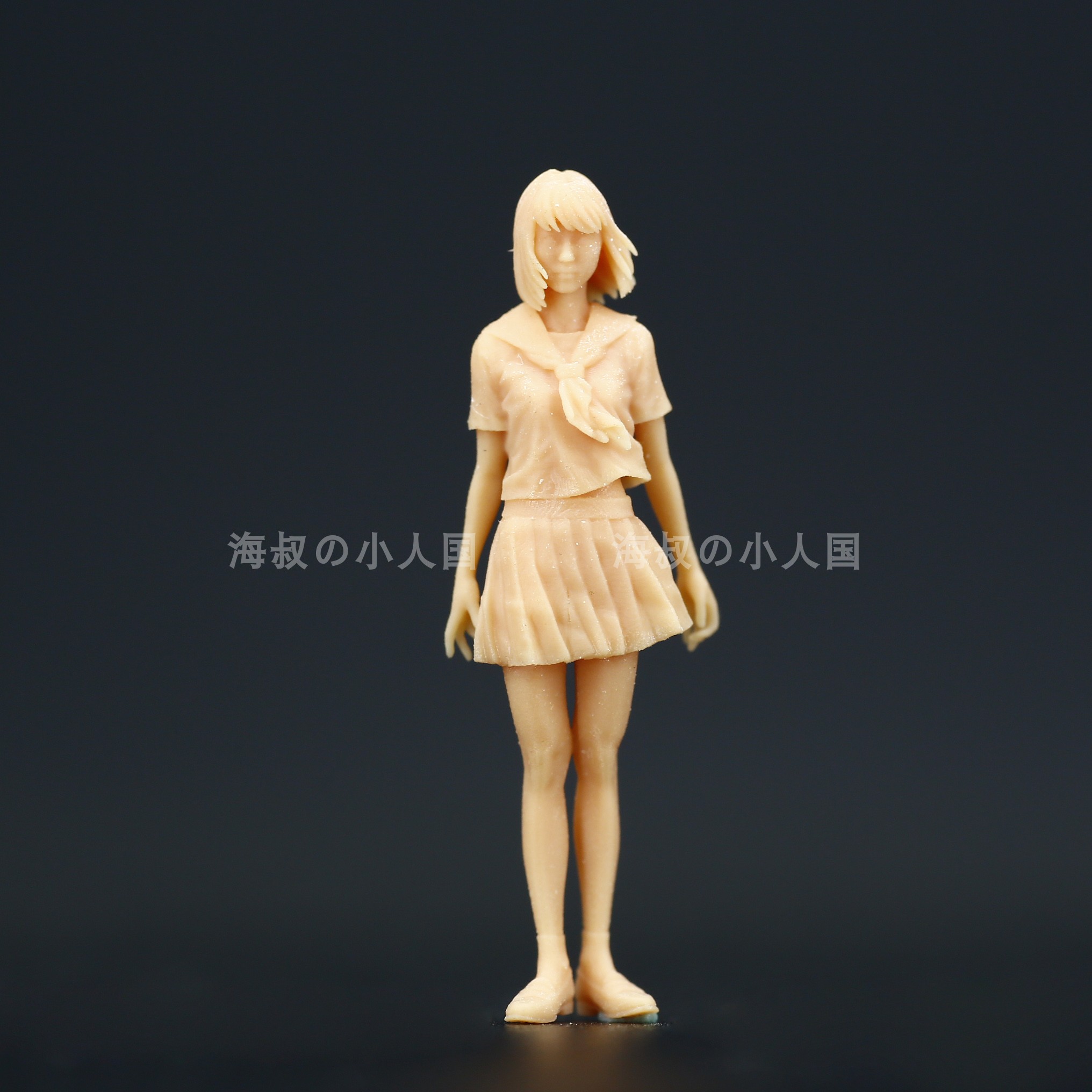 L278林浩己校服美女白模1:64人偶模型手办微缩树脂沙盘小人 - 图0