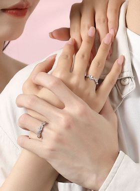 纯银羽化蝴蝶情侣对戒女友礼物