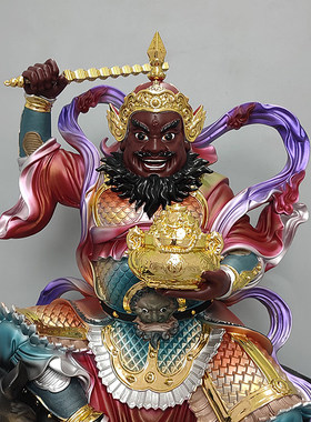 武财神爷赵公明神像骑虎黑脸赵元帅招财家用供奉古彩树脂佛像摆件