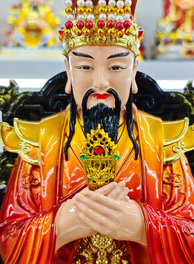 南极长生大帝神像四御神霄大帝玉清真王铜彩树脂家用供奉保家摆件