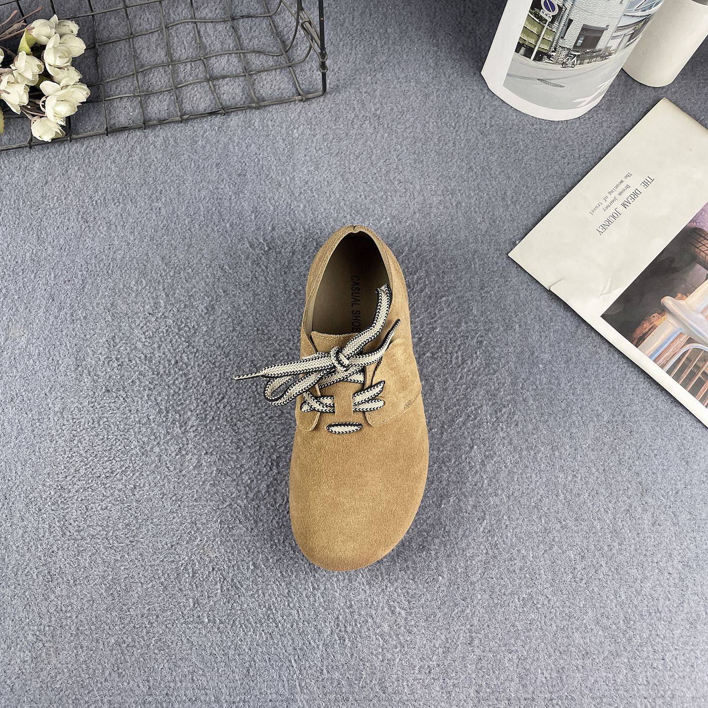 真皮专柜断码春秋新款磨砂牛皮平底内增高全包复古系带勃肯鞋女鞋,淘宝优惠券,粉丝福利购,淘宝优惠卷