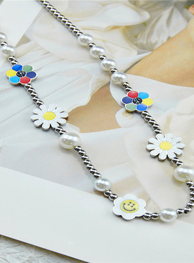 笑脸小雏菊反战太阳花短款锁骨链