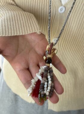 法式度假风小众设计椰风葡萄长款爱心项链高级感流苏吊坠毛衣链女