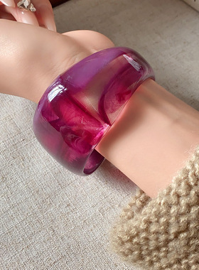 彩色树脂手镯百搭混搭