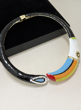 欧美小众夸张设计金属彩色滴油鹦鹉项圈时尚轻奢高级感开合项链女