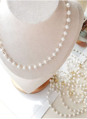 韩国代购进口饰品女小香风黑色链条拼接珍珠短锁骨项链颈带毛衣链