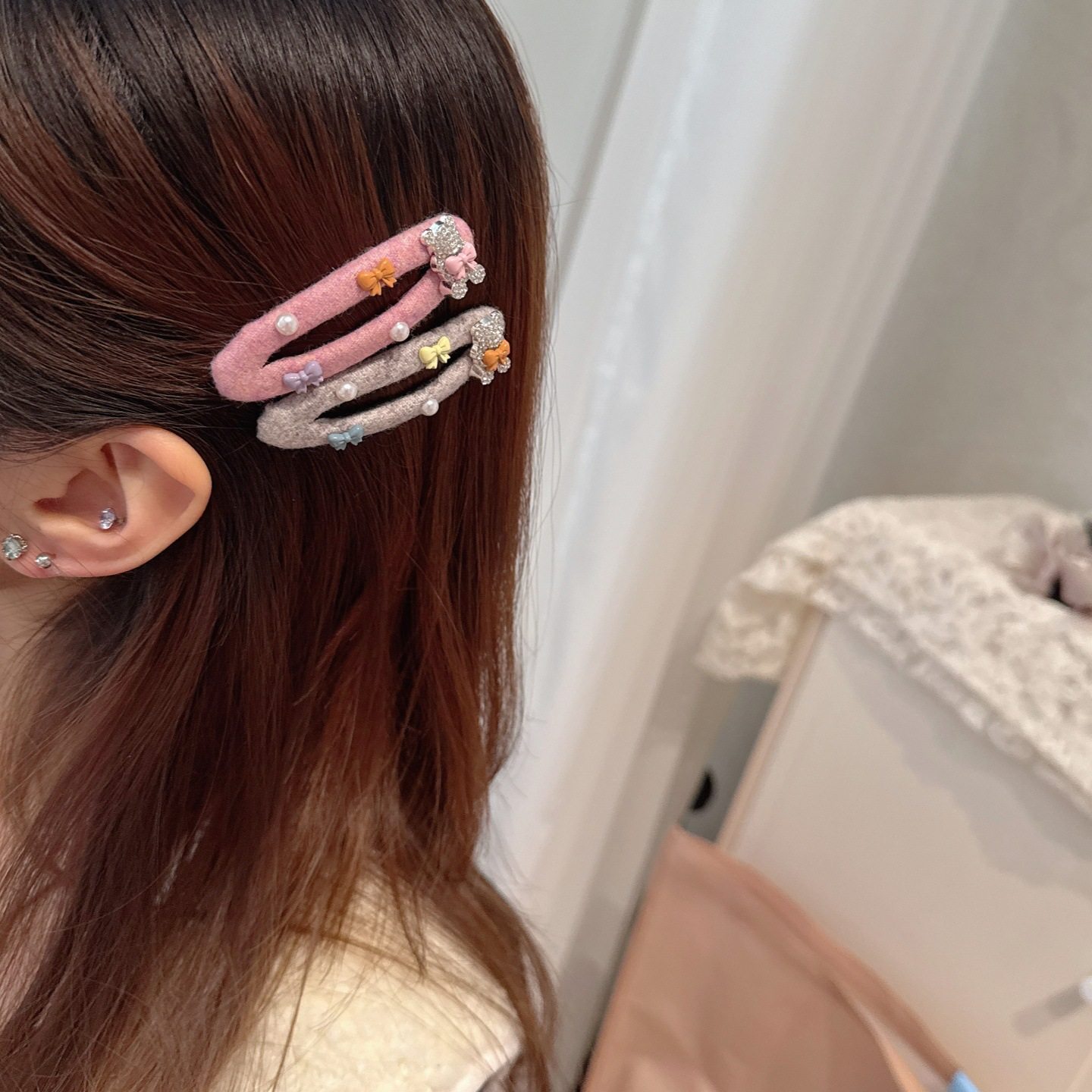 温柔甜美风蝴蝶结珍珠BB夹精致可爱小熊掰掰夹前额碎发侧边夹卡子,淘宝优惠券,粉丝福利购,淘宝优惠卷