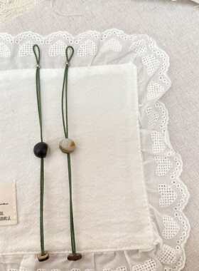 森系天然石手绳女简约百搭绿色编织手链小众设计感显白饰品