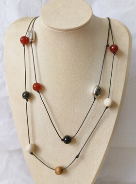 重工串珠项链双层叠戴中长毛衣链