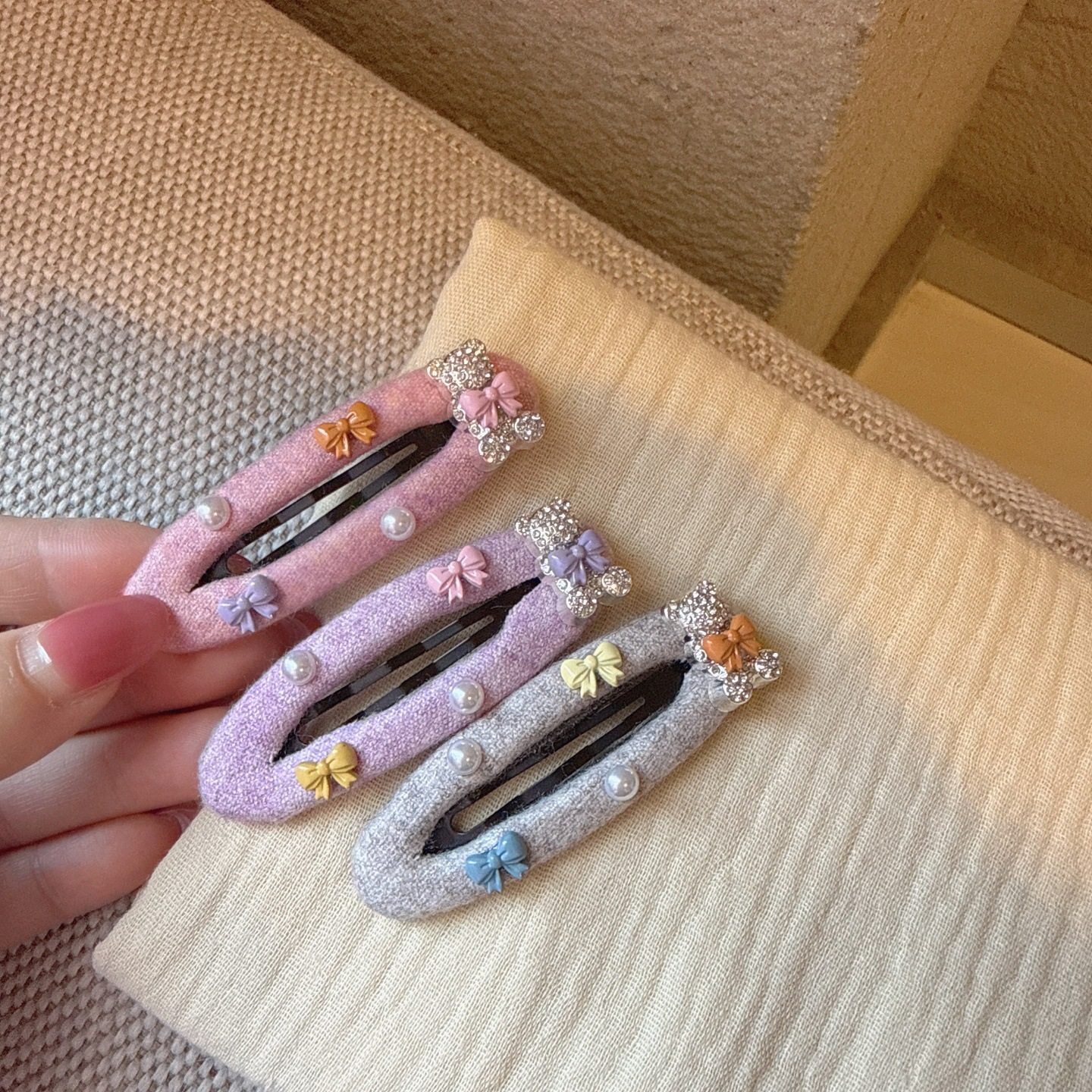 温柔甜美风蝴蝶结珍珠BB夹精致可爱小熊掰掰夹前额碎发侧边夹卡子,淘宝优惠券,粉丝福利购,淘宝优惠卷