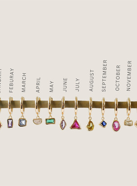 DIY十二生辰石吊坠几何长方形正方形包裹配件首饰个性化自由组装