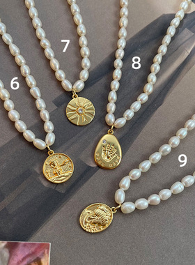 法式轻奢复古淡水珍珠项链手工